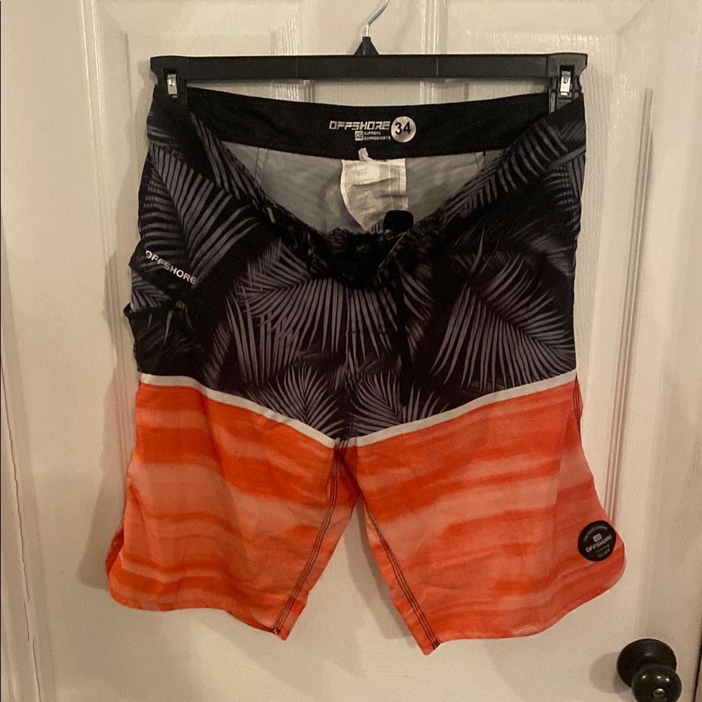 Men's Tropical Black and Orange Board Shorts